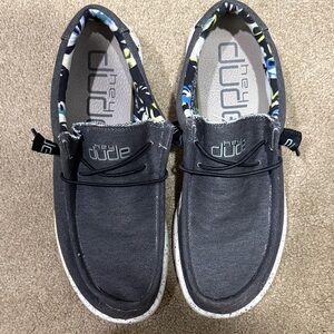 Hey Dude Charcoal Slip-On Shoes with Patterned Lining